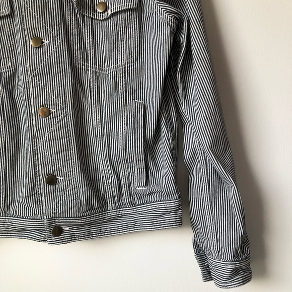 AMI Striped Denim Jacket Black and White - Picture 5 of 16